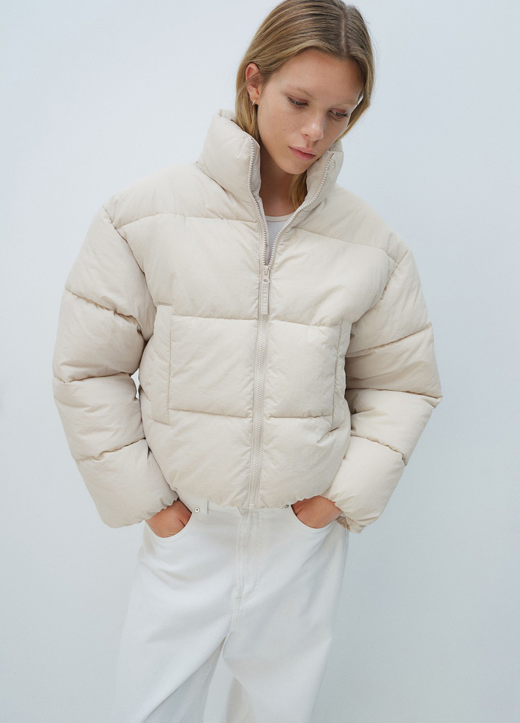 Світло-бежева демісезонна куртка H&M