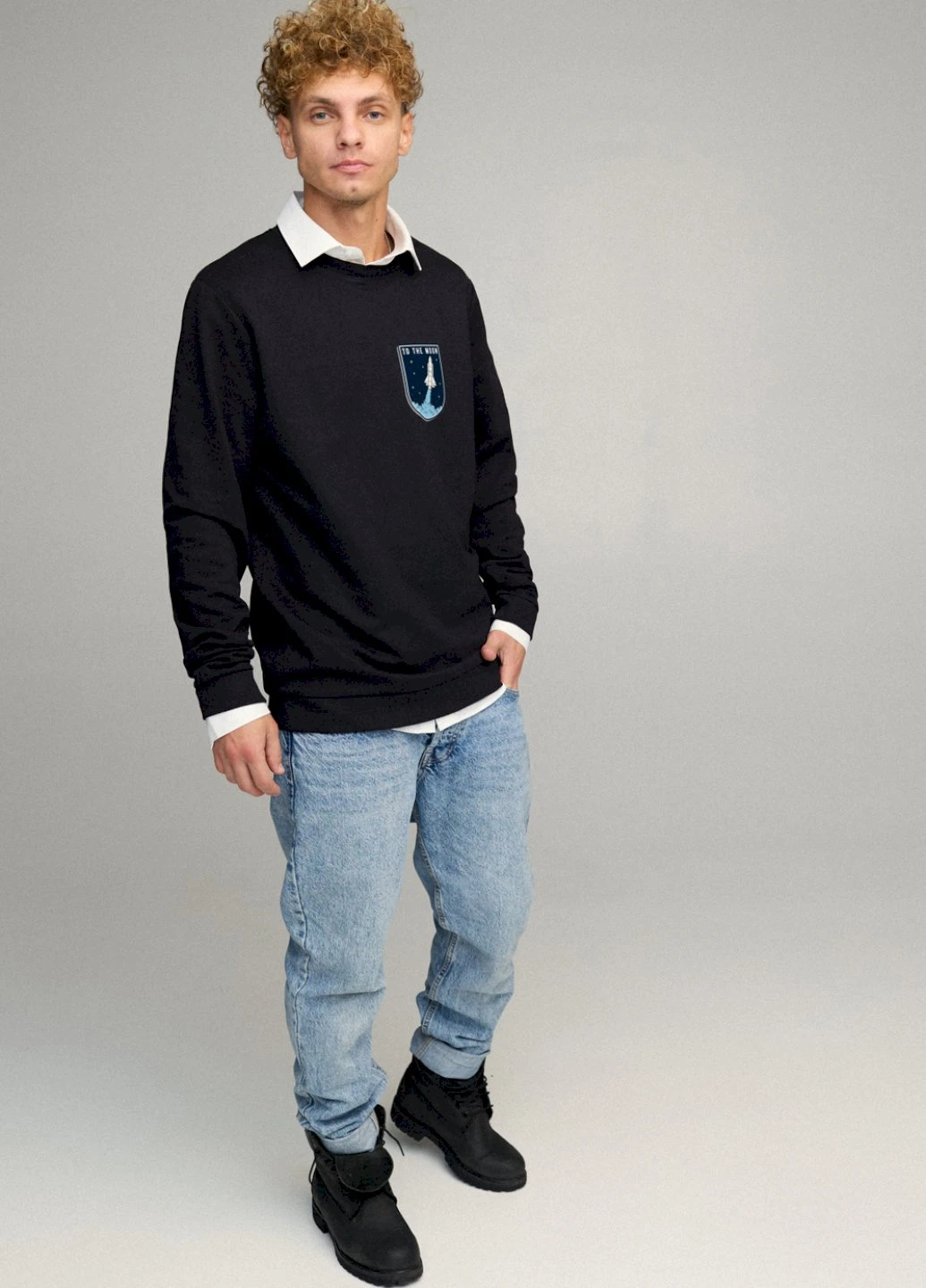 Чорний світшот чоловічий oversize /no flis/ YAPPI малюнок (251424379)
