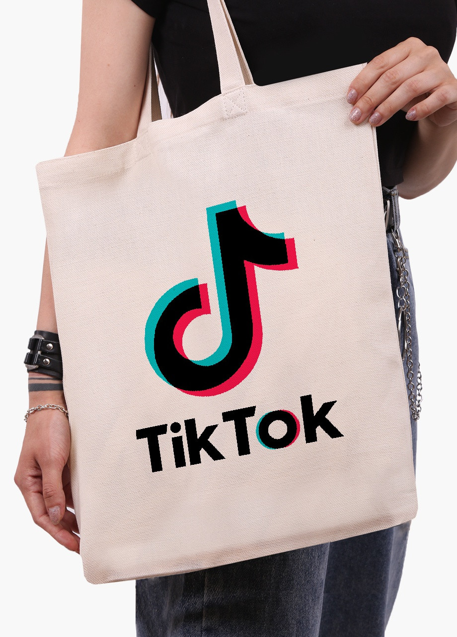 Эко сумка шоппер белая ТикТок (TikTok) (9227-1389-WT) экосумка шопер 41*35 см MobiPrint (216642042)