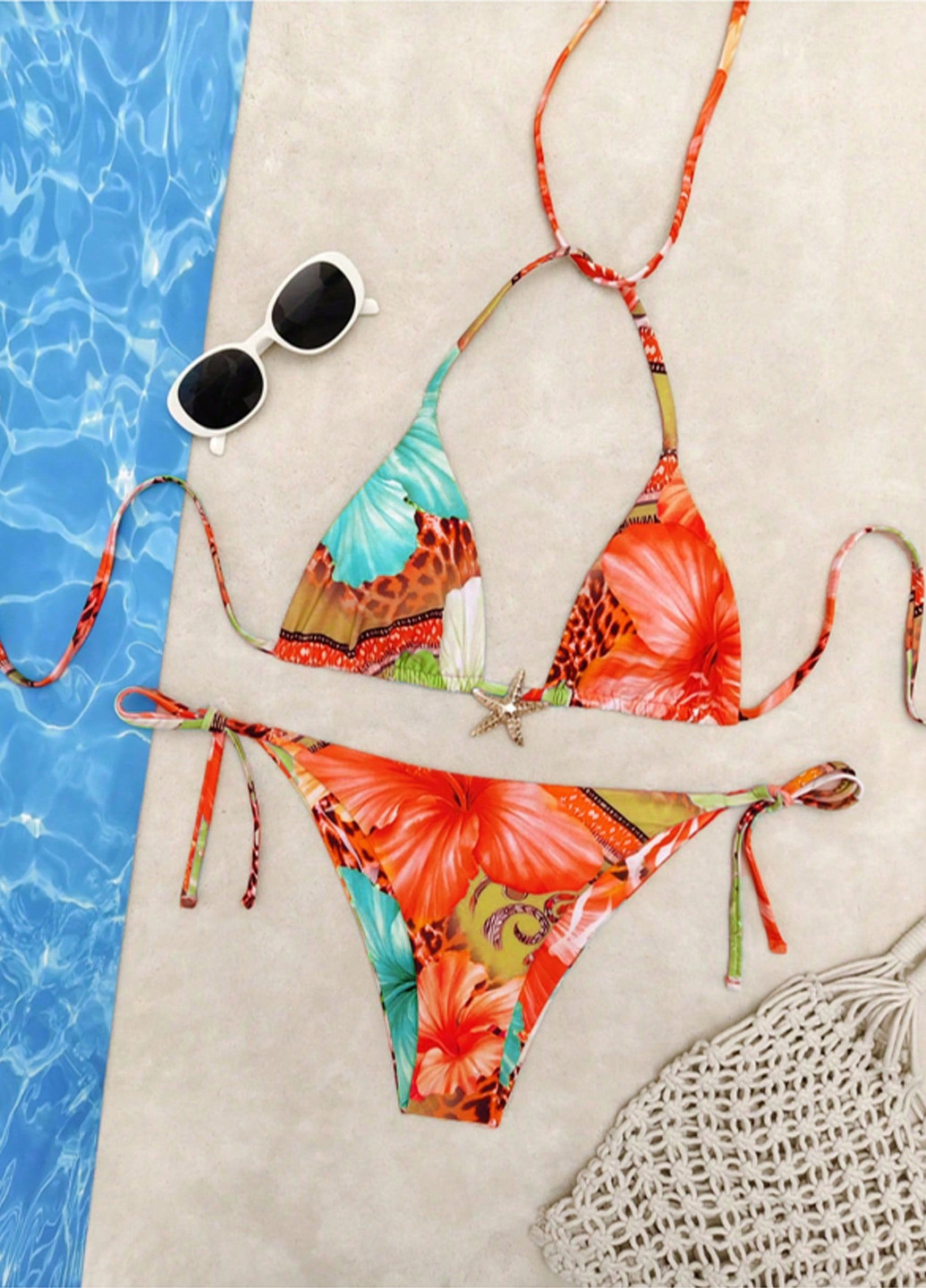 Комбинированный летний купальник (лиф, трусики) бикини, раздельный SHEIN