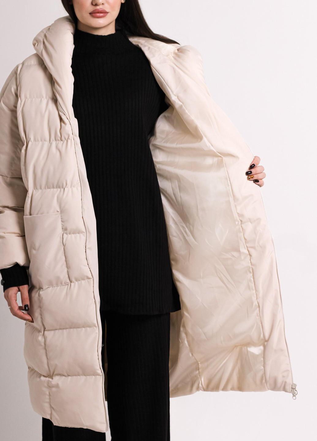 Світло-бежеве демісезонне Пальто жіноче зелене Avrile