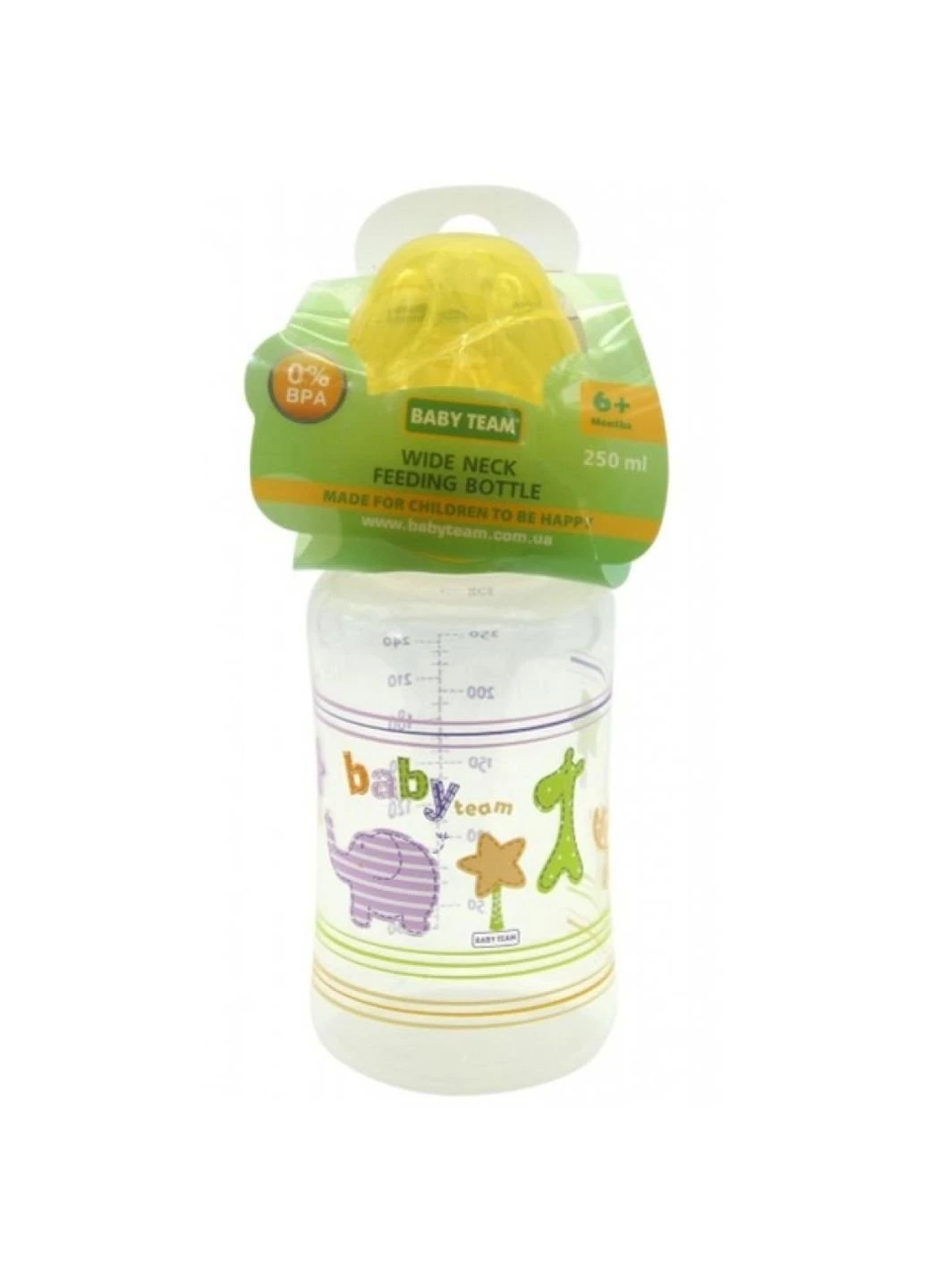 Пляшечка для годування з широким горлом, 250мл 6+ Baby Team (252189019)