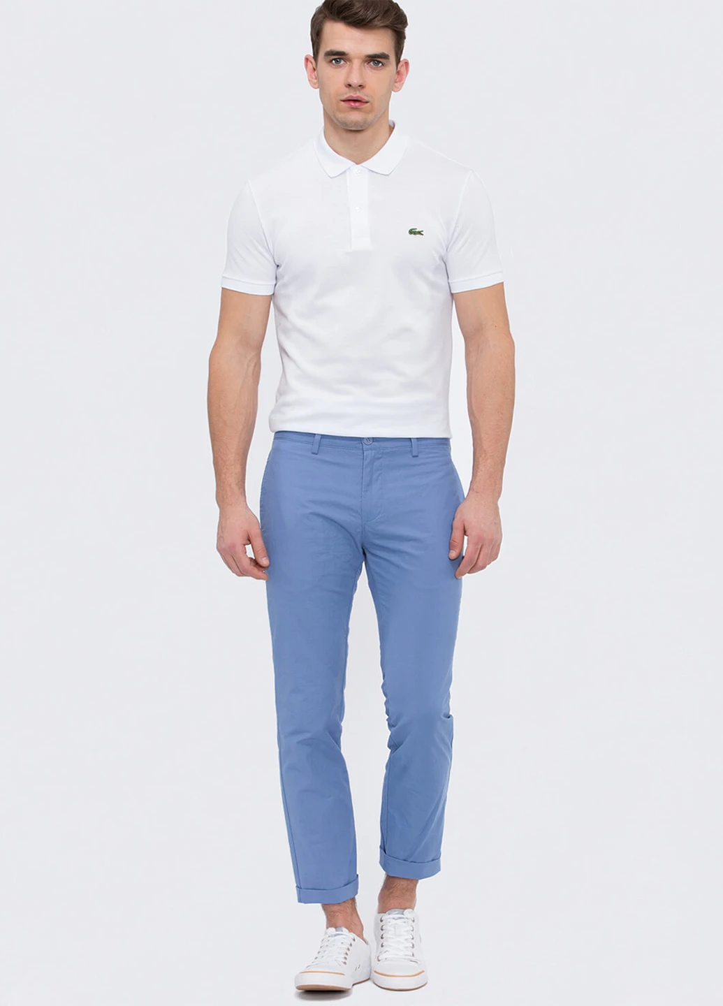 Светло-синие кэжуал летние прямые брюки Lacoste