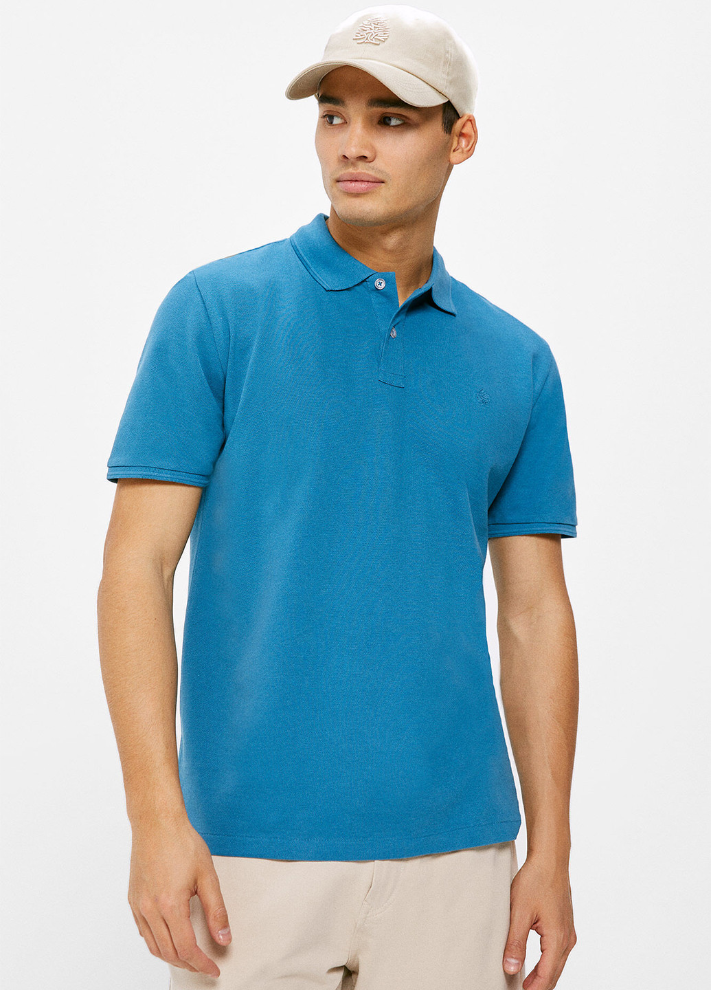 Голубой футболка-поло для мужчин Springfield однотонная