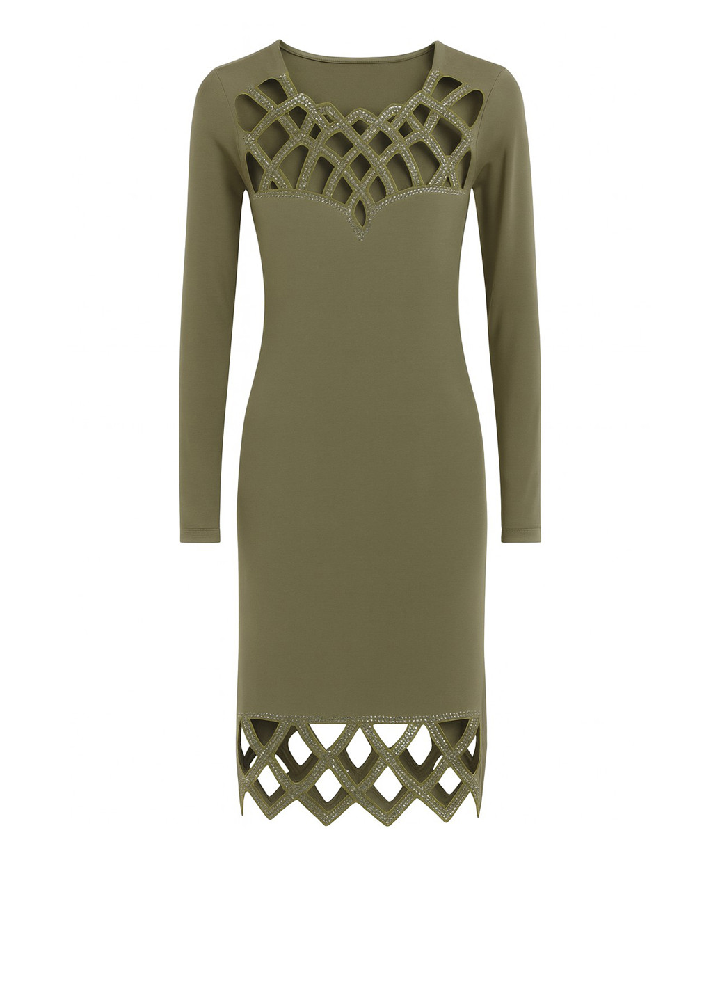 Оливкова (хакі) кежуал сукня силуетна Sassofono однотонна
