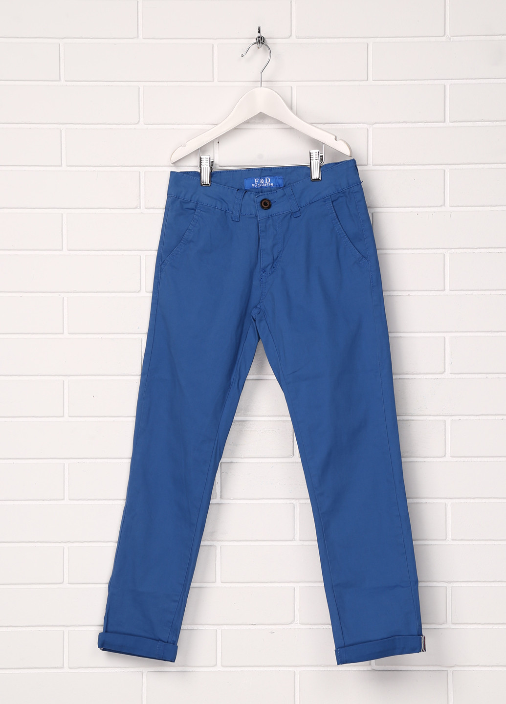 Синие кэжуал демисезонные брюки прямые F&D