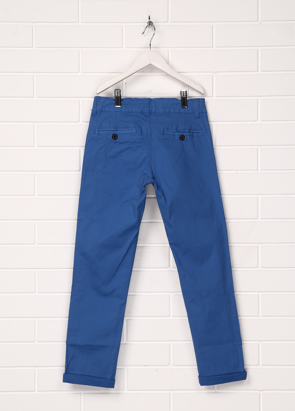 Синие кэжуал демисезонные брюки прямые F&D