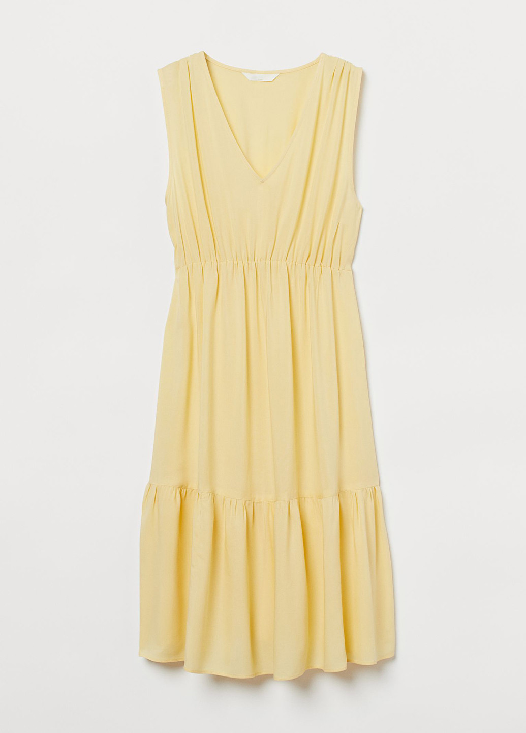 Желтое кэжуал платье клеш H&M однотонное