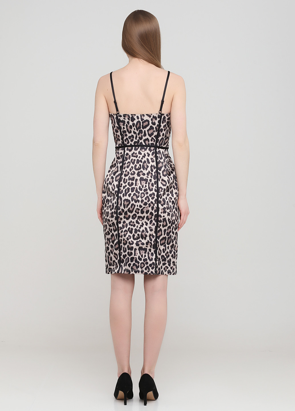 Бежевое коктейльное платье футляр H&M леопардовый