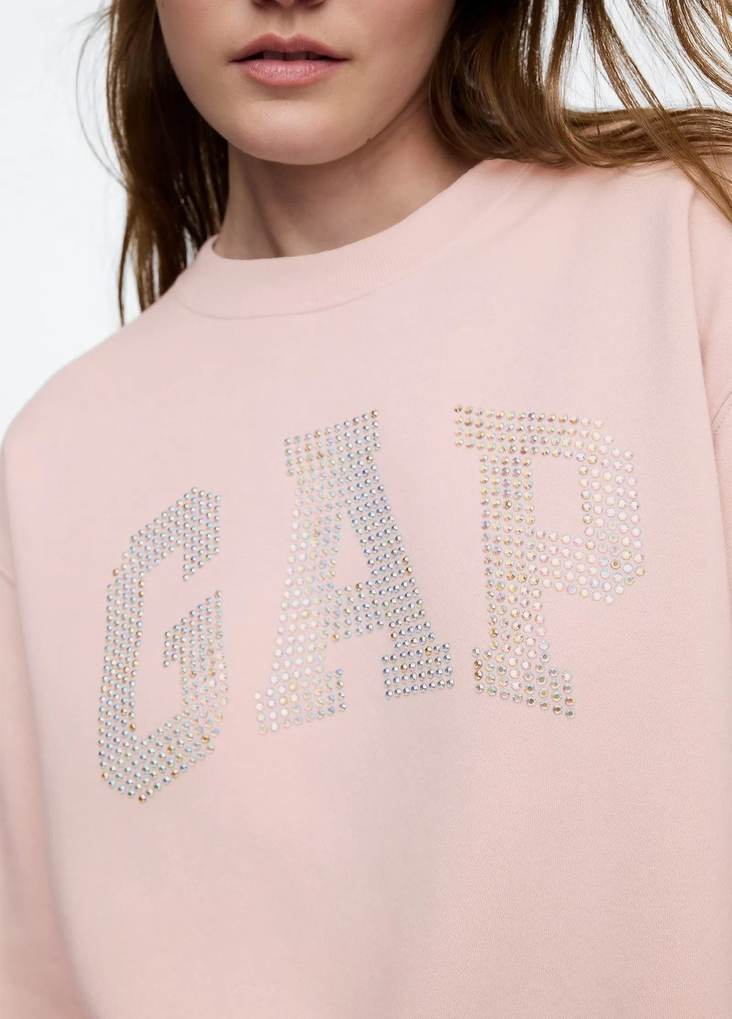 Пудровий світшот Gap однотонний стрази (364794484)