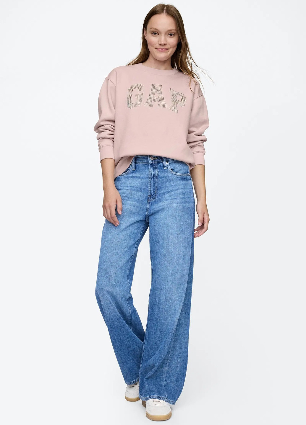 Пудровий світшот Gap однотонний стрази (364794484)