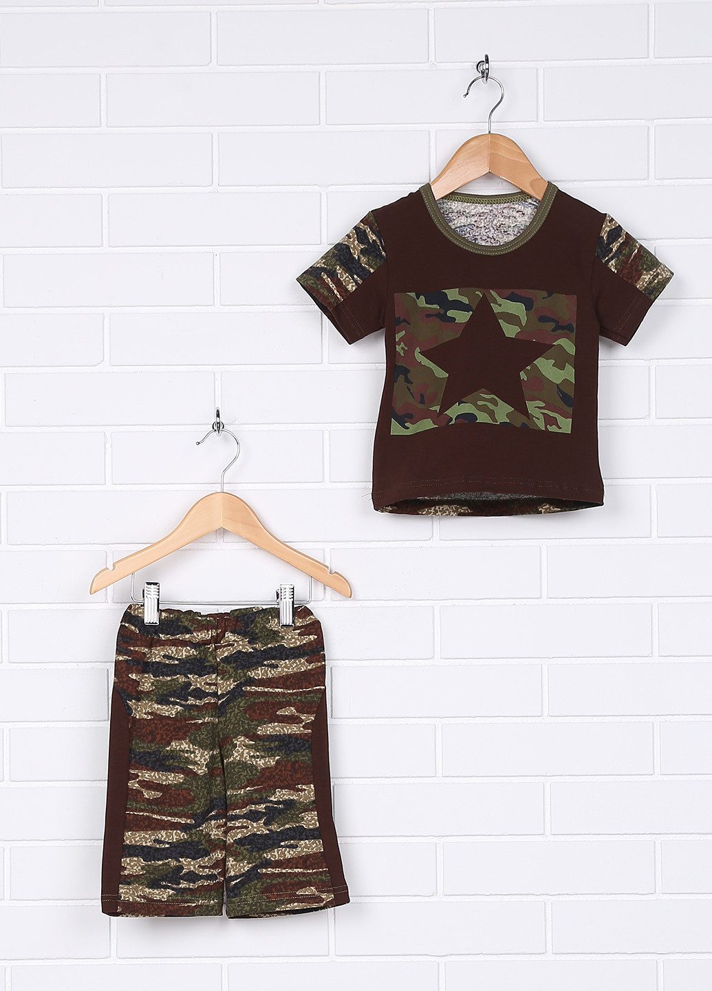 Коричневый летний комплект (футболка, шорты) Baby Art