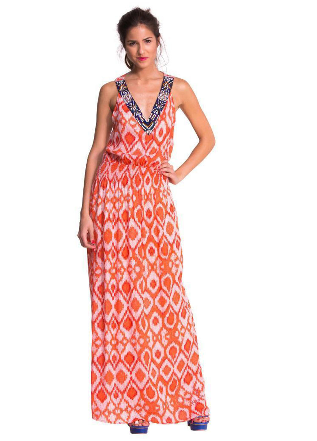 Оранжевое кэжуал платье Desigual с геометрическим узором