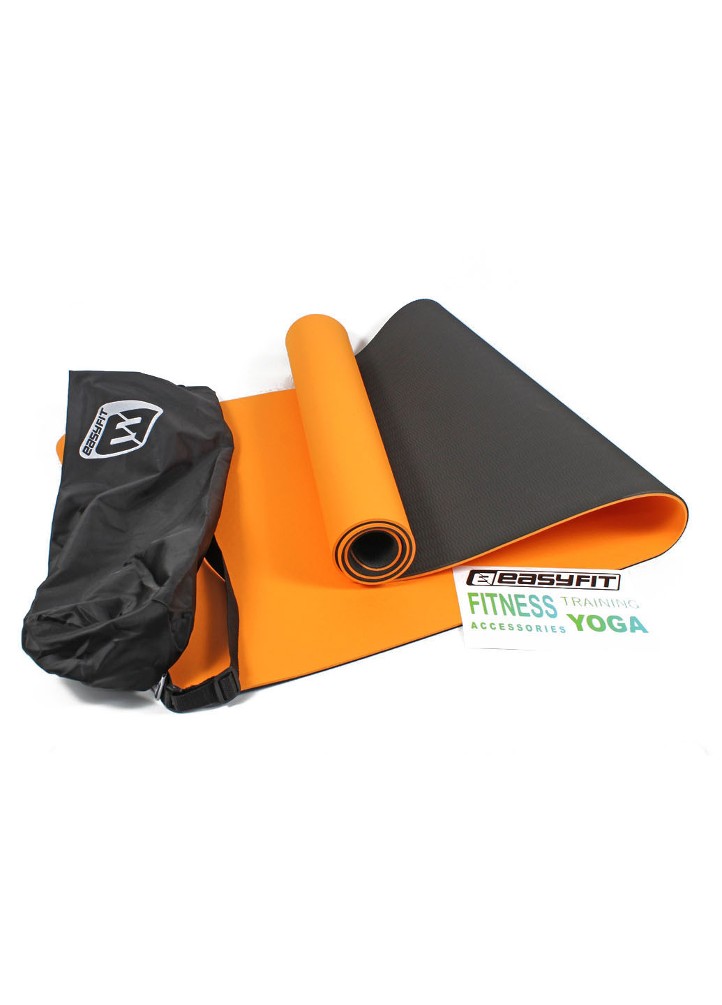 Коврик для йоги TPE+TC ECO-Friendly 6 мм оранжевый с черным (мат-каремат спортивный, йогамат для фитнеса, пилатеса) EasyFit (237596252)