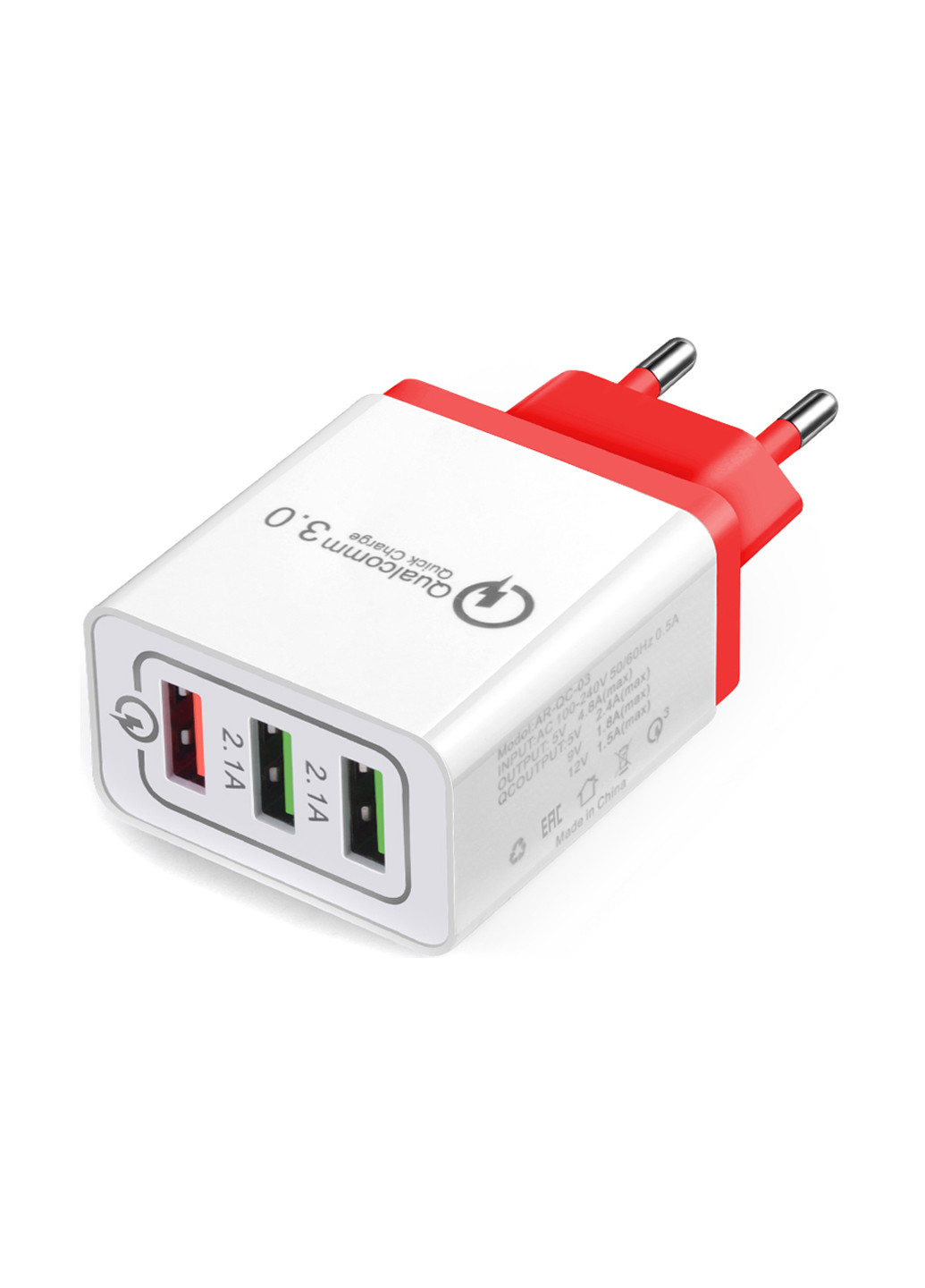 Мережевий зарядний пристрій 3 USB, Qualcom 3.0, 4.8A Red XoKo qc-300 (132504978)