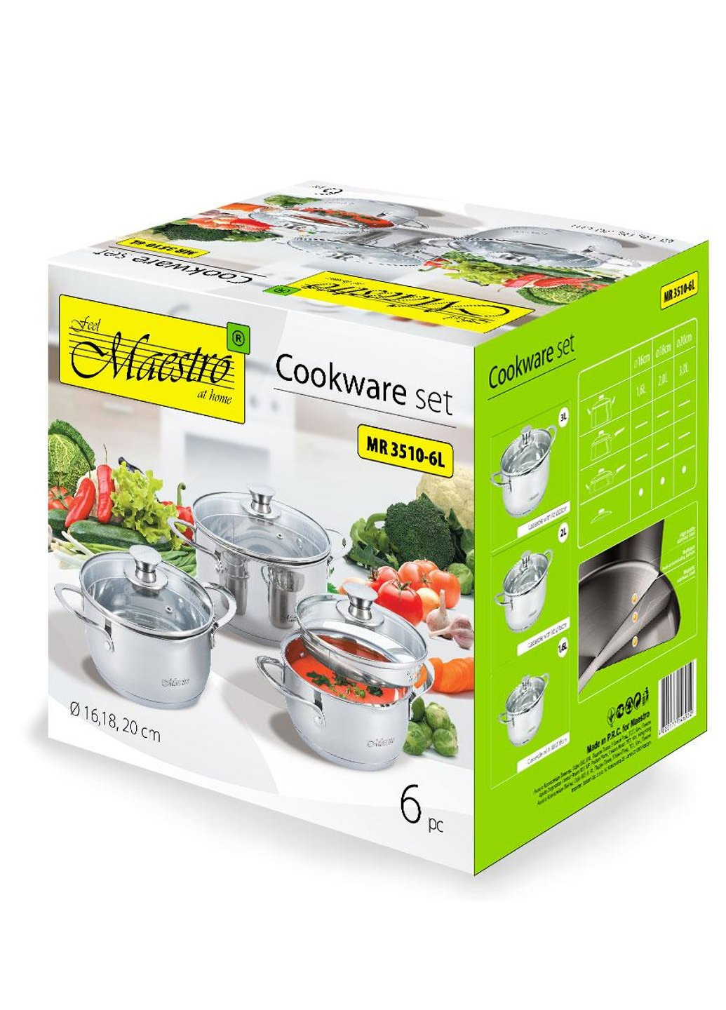 Набор кастрюль 6 предметов MR-3510-6L Maestro (254651285)