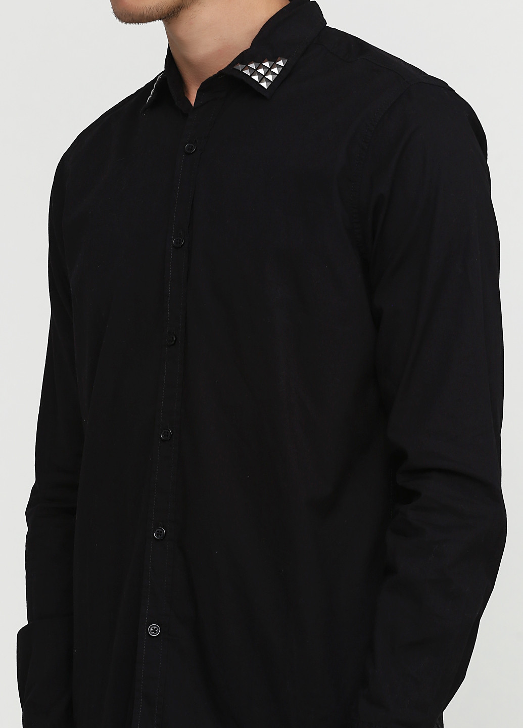Черная кэжуал рубашка однотонная Vailent