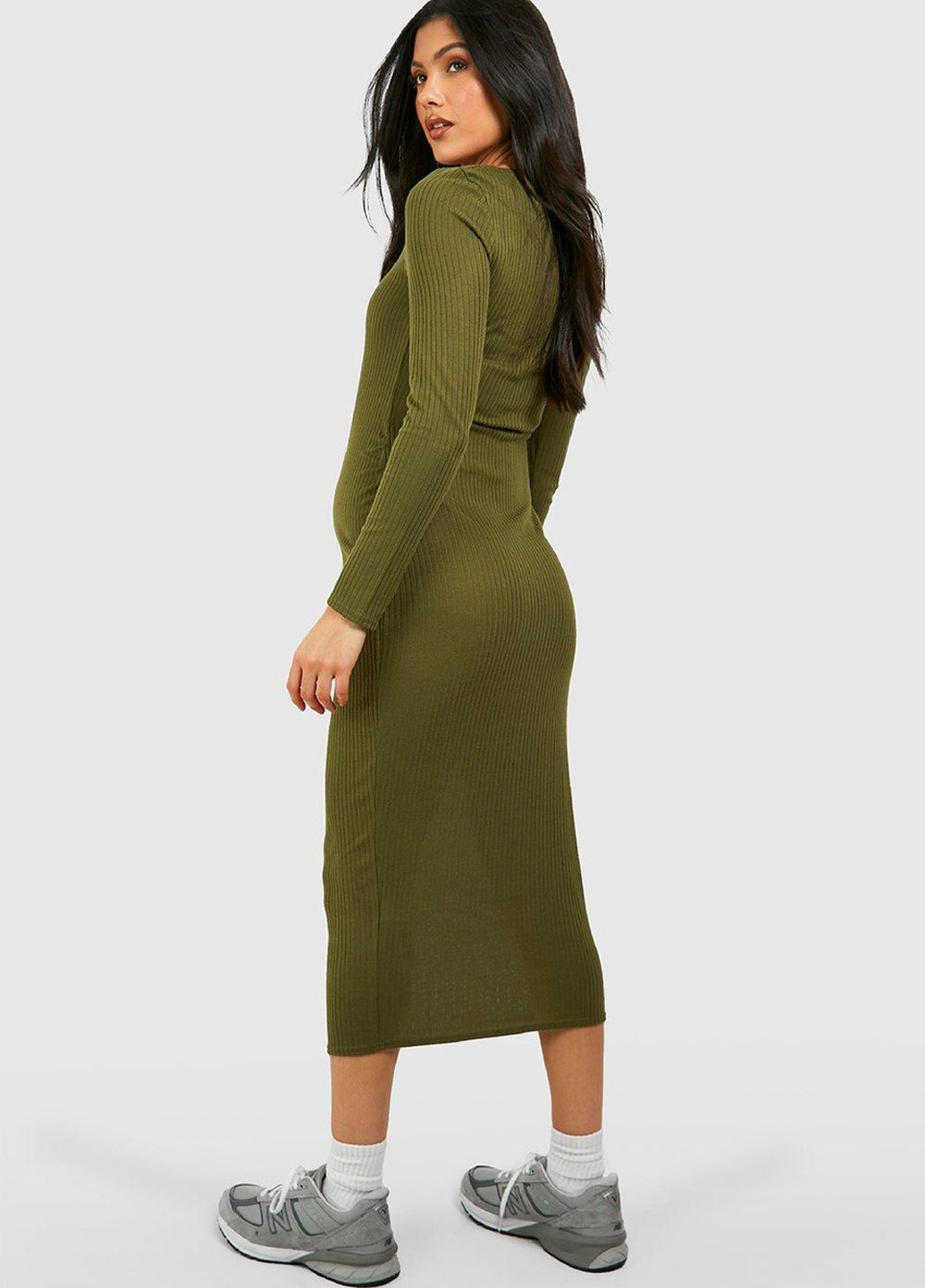 Оливкова (хакі) кежуал сукня для вагітних Boohoo однотонна