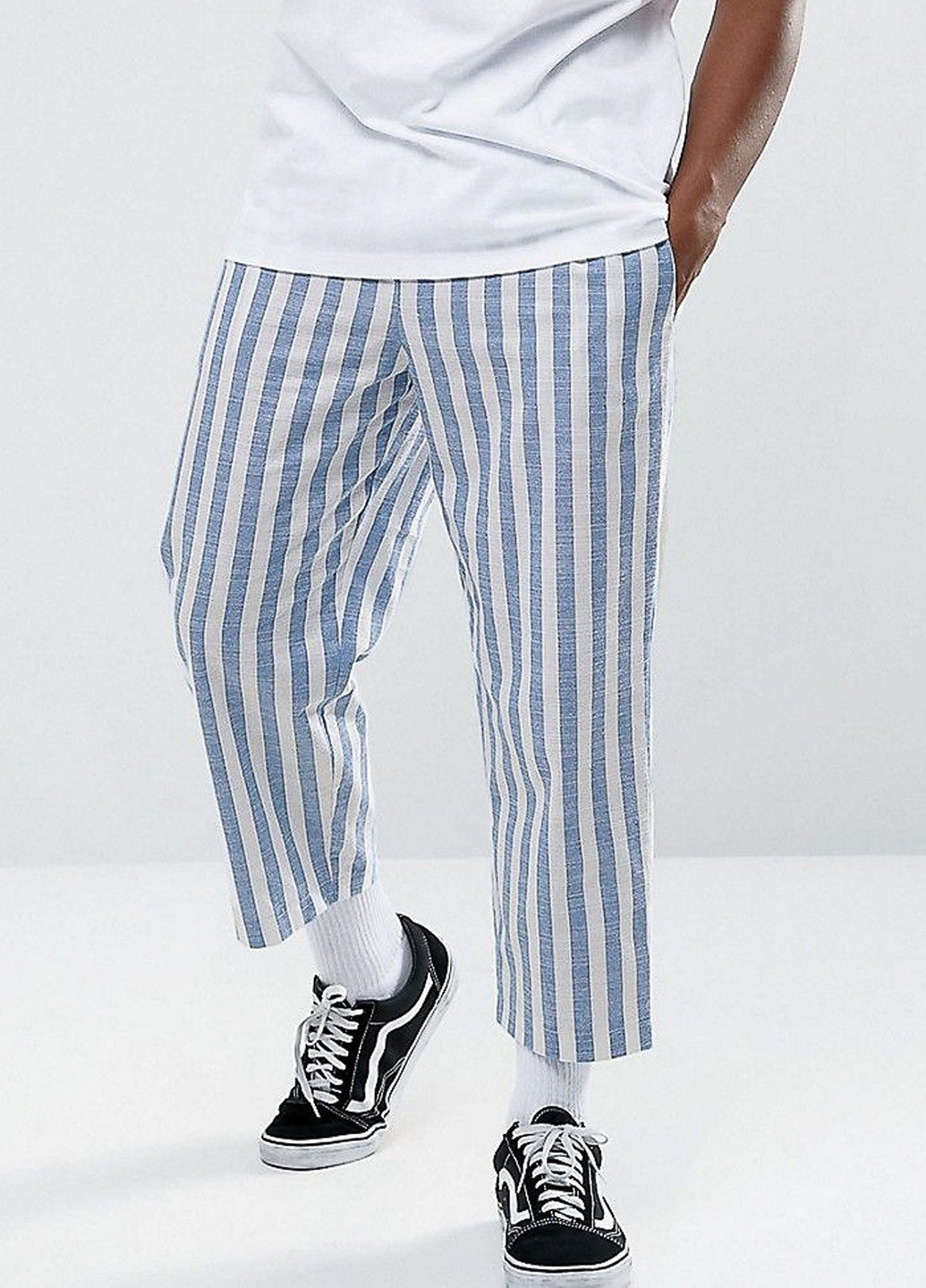 Голубые кэжуал демисезонные укороченные, прямые брюки Reclaimed Vintage