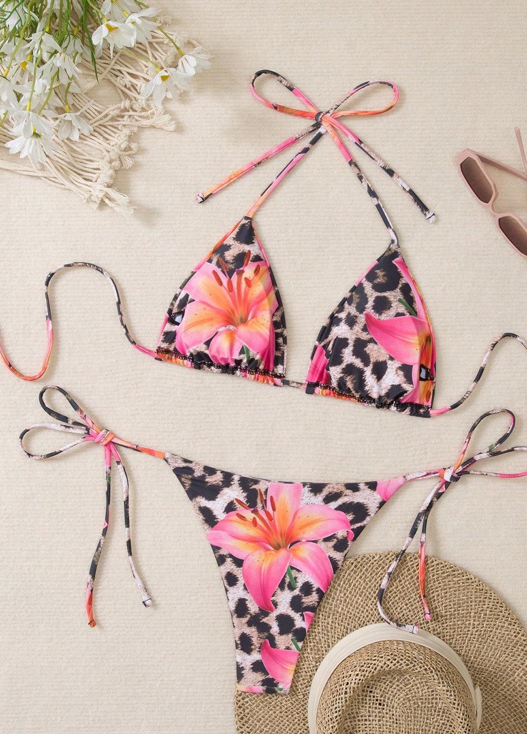 Комбінований демісезонний купальник (ліф, трусики) бікіні, роздільний SHEIN