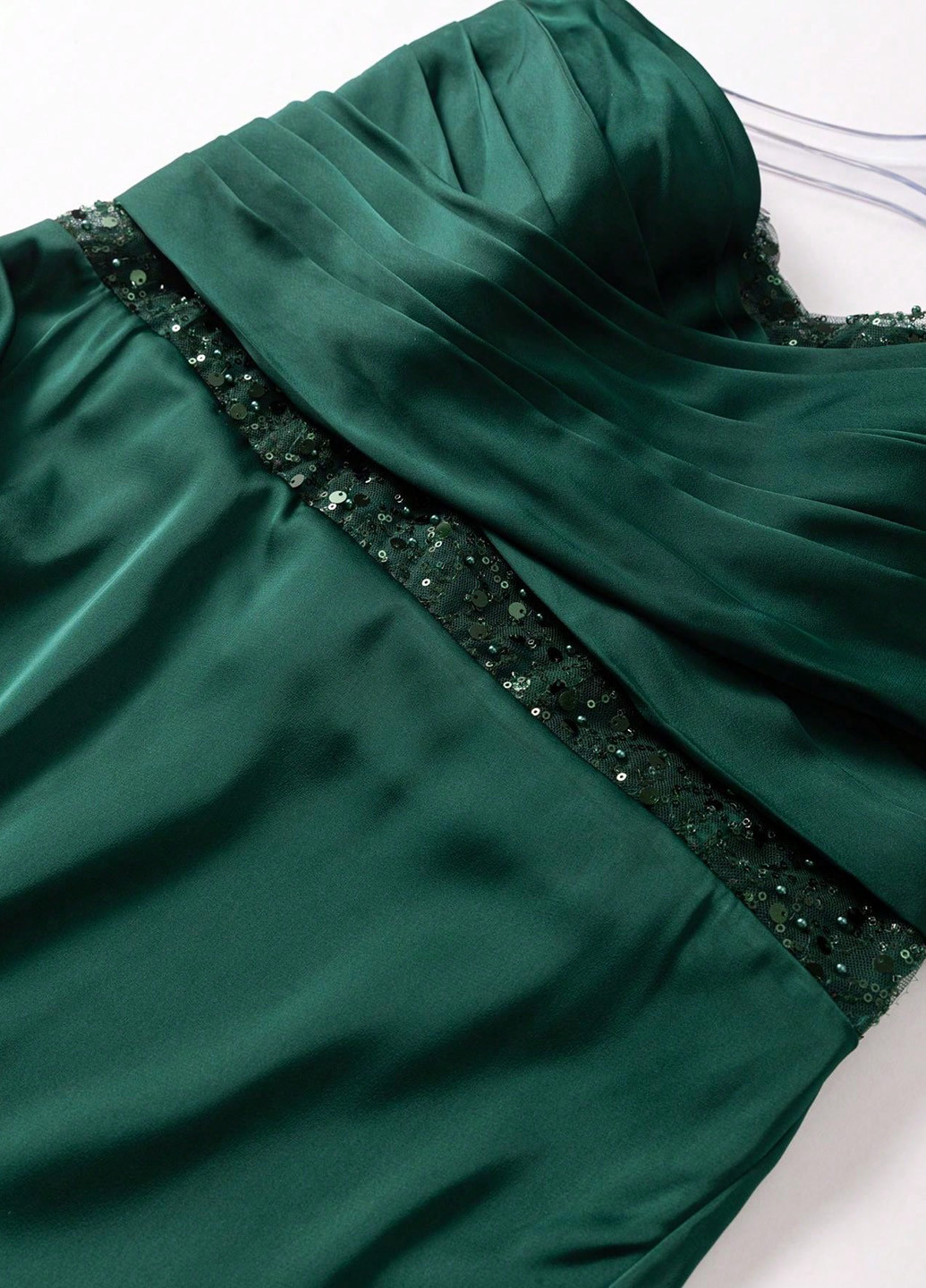 Изумрудное вечернее платье годе, с открытыми плечами, с открытой спиной SHEIN однотонное