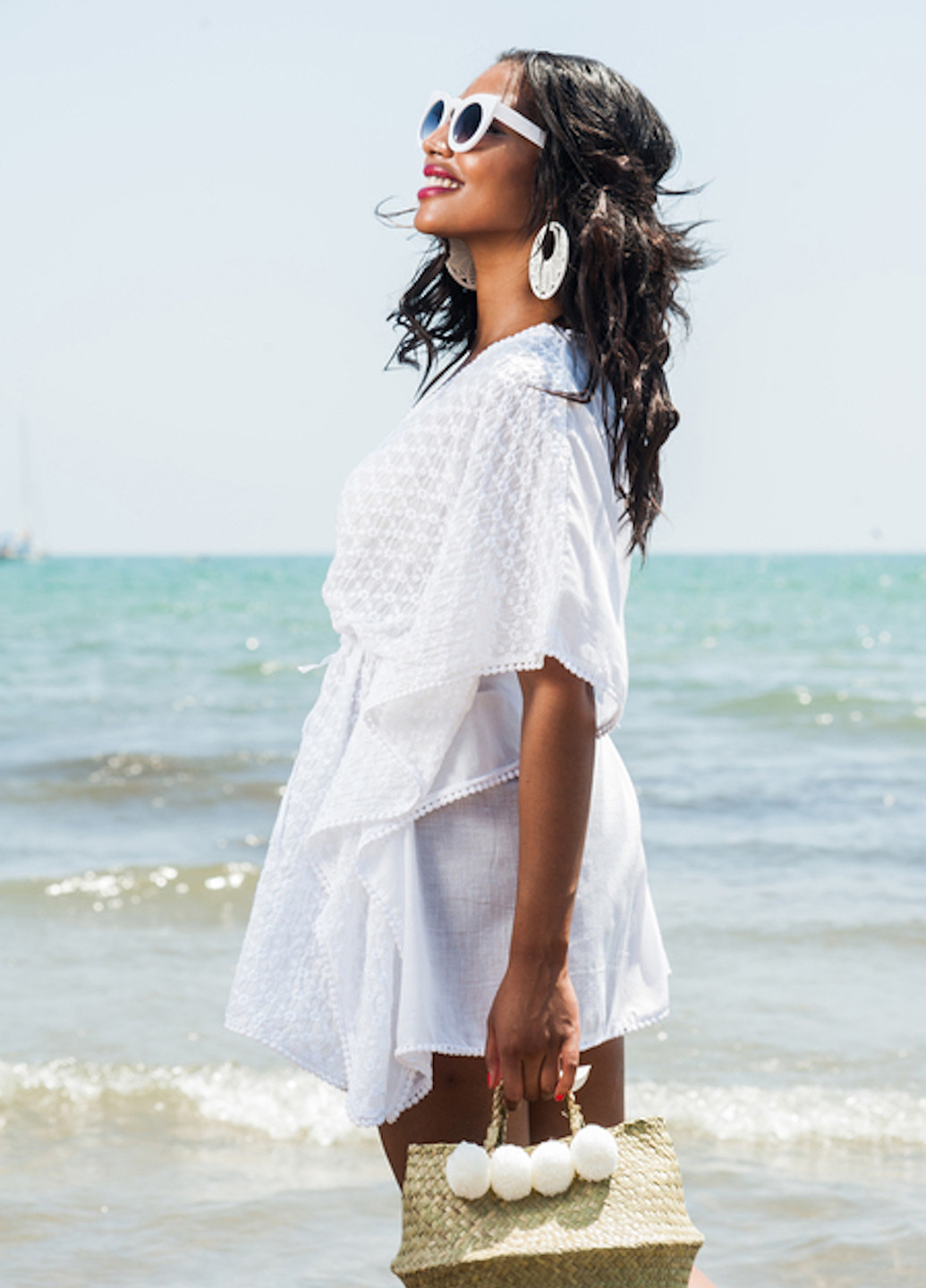 Білий пляжна сукня а-силует Anastasea однотонна