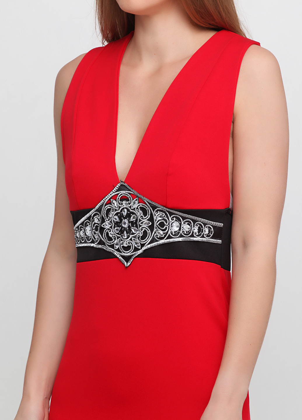 Красное коктейльное платье с открытой спиной, футляр Boohoo однотонное