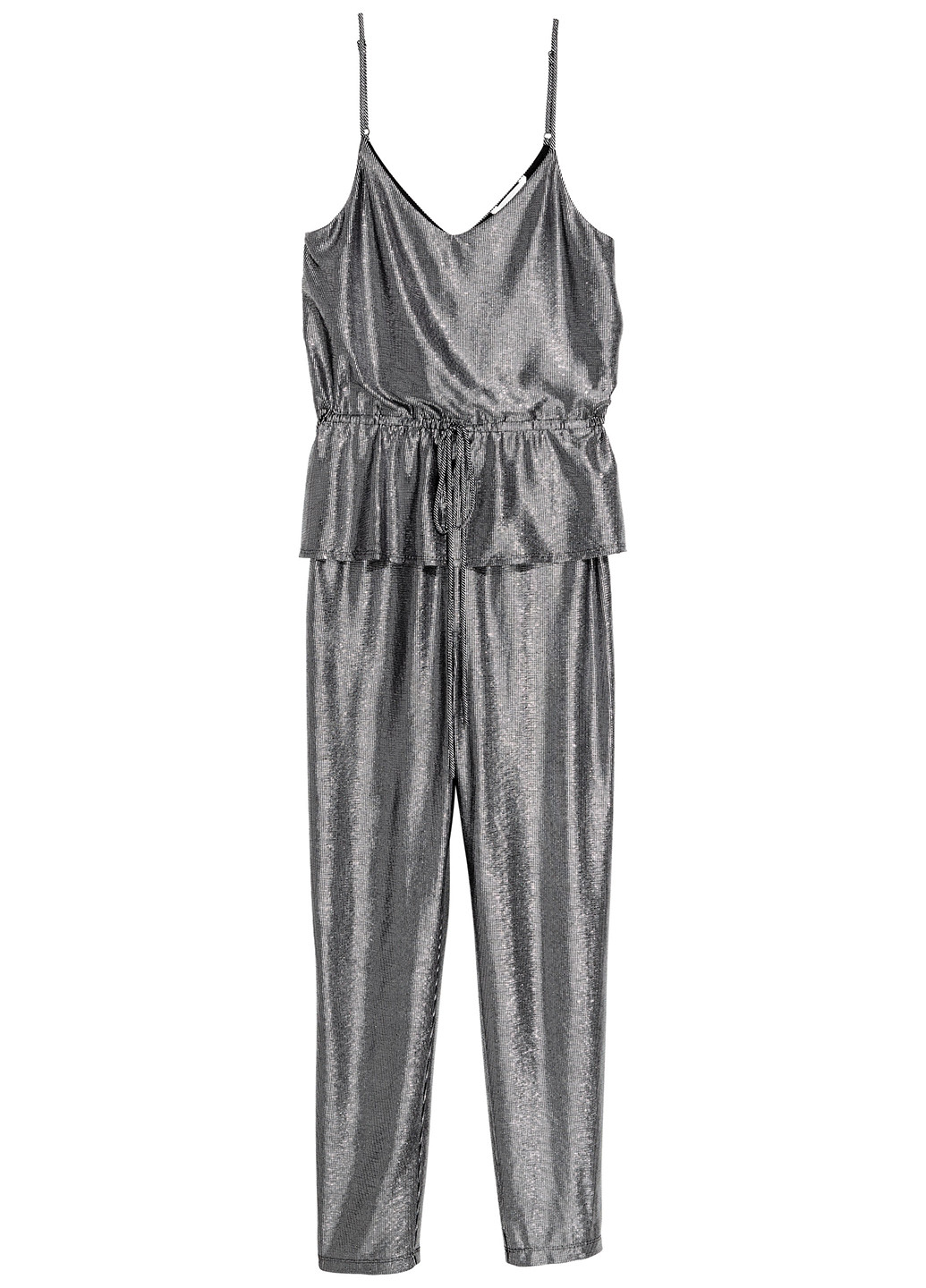 Комбінезон H&M комбінезон-брюки однотонний срібний вечірній поліестер