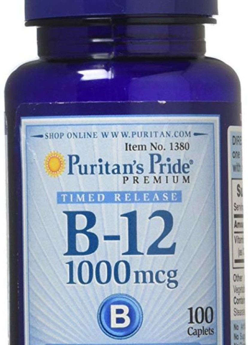 Вітамін В-12 Puritan's Pride Vitamin B-12 1000 mcg Timed Release 100 Caplets Puritans Pride (255622428)