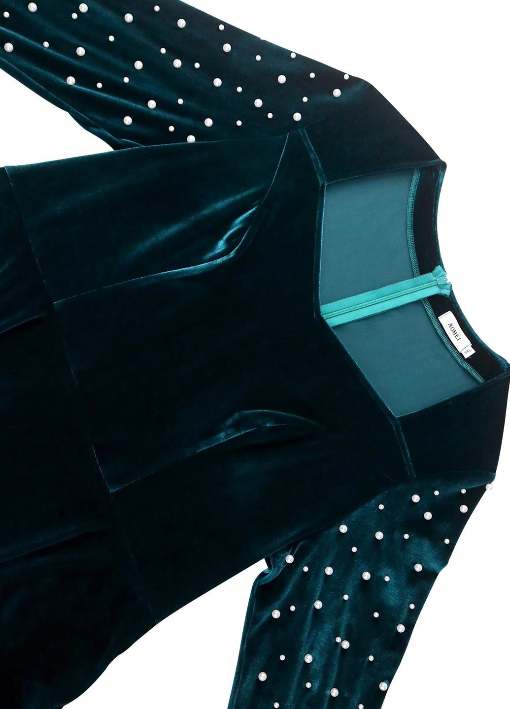 Изумрудное коктейльное, вечернее платье с баской, футляр SHEIN однотонное