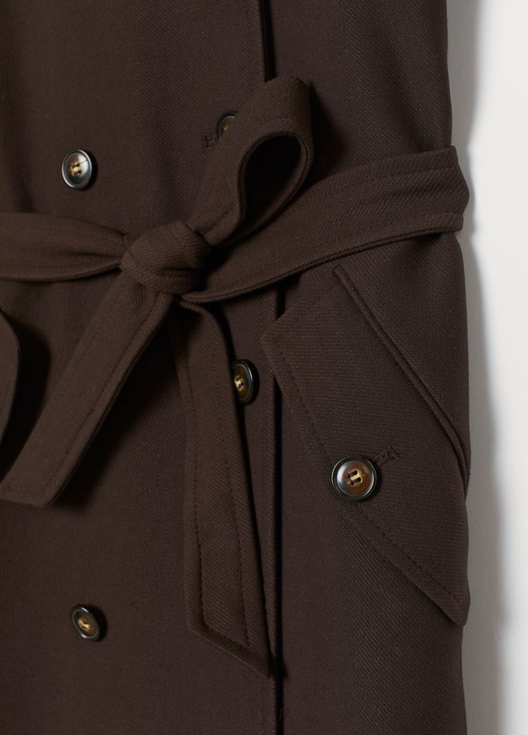 Темно-коричневое демисезонное Пальто двубортное H&M