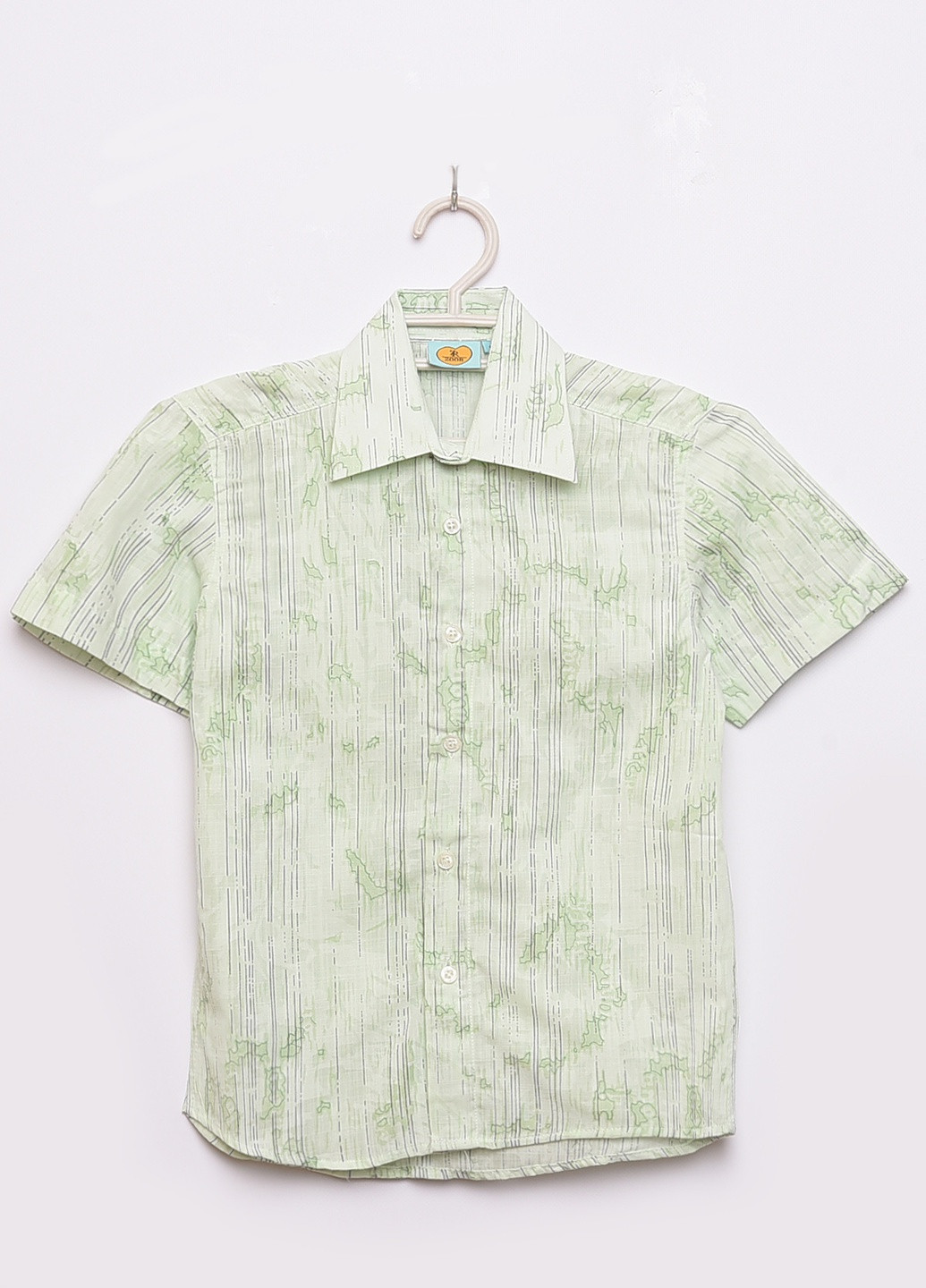 Салатовая классическая рубашка с абстрактным узором Let's Shop