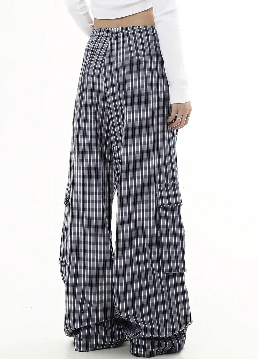 Серые кэжуал демисезонные палаццо, карго брюки SHEIN