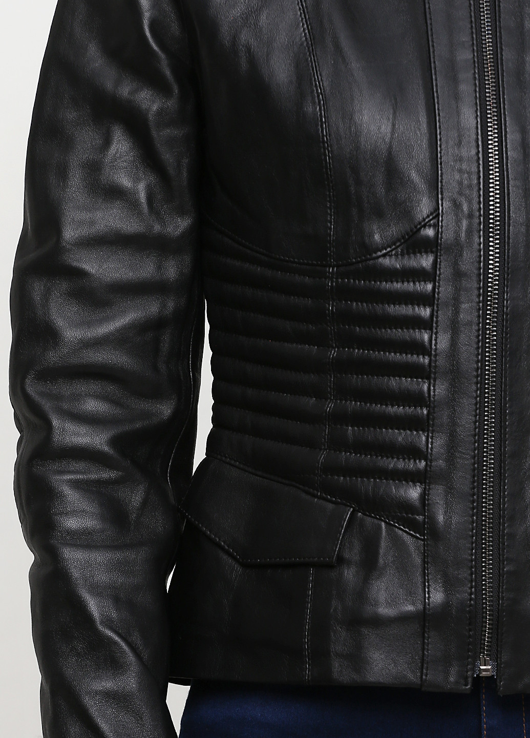 Чорна демісезонна куртка шкіряна Diadoch