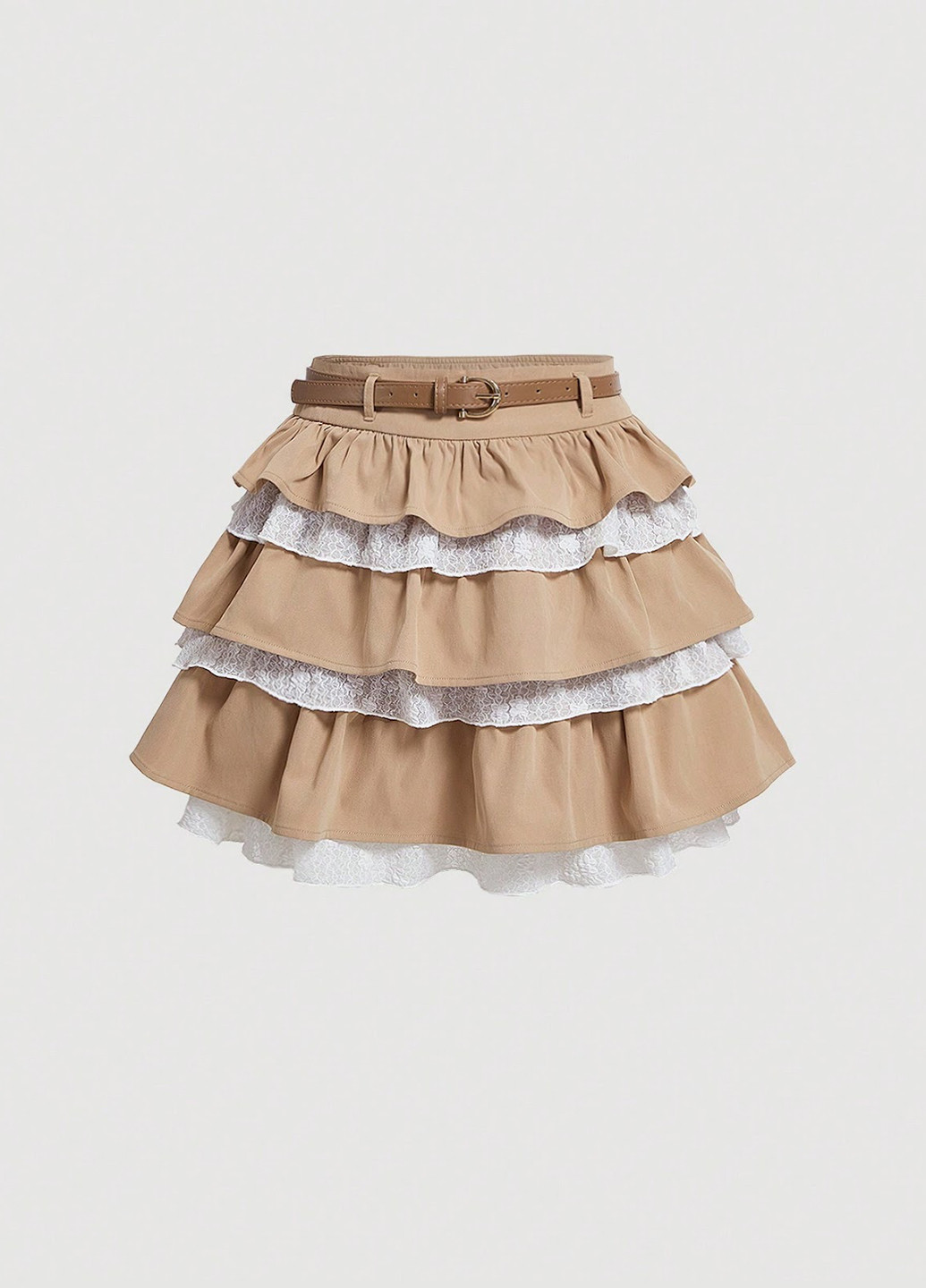 Светло-бежевая кэжуал однотонная юбка SHEIN а-силуэта (трапеция)