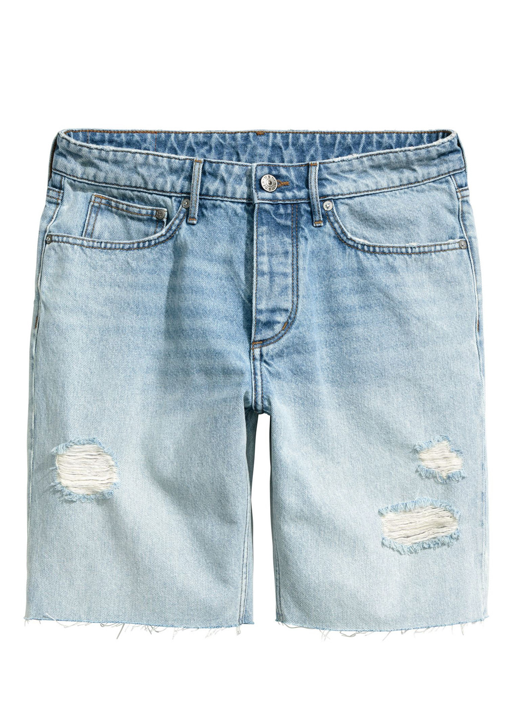 Шорты H&M однотонные светло-голубые джинсовые хлопок