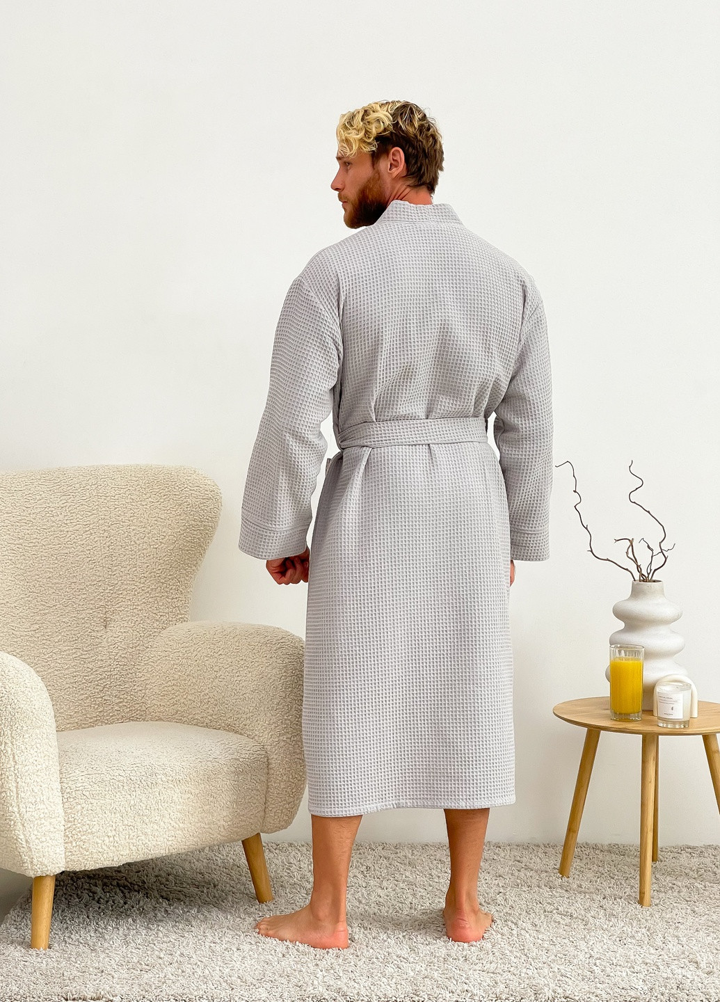 Мужской вафельный халат кимоно Серый Cosy (254583566)