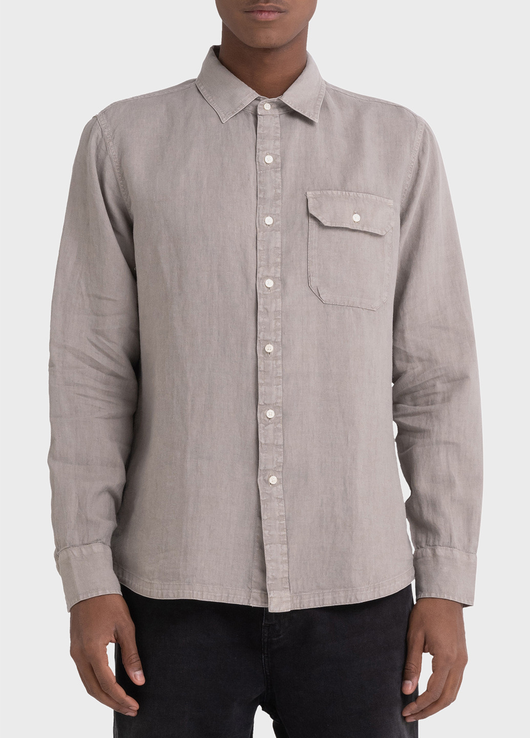 Серая кэжуал рубашка однотонная Replay