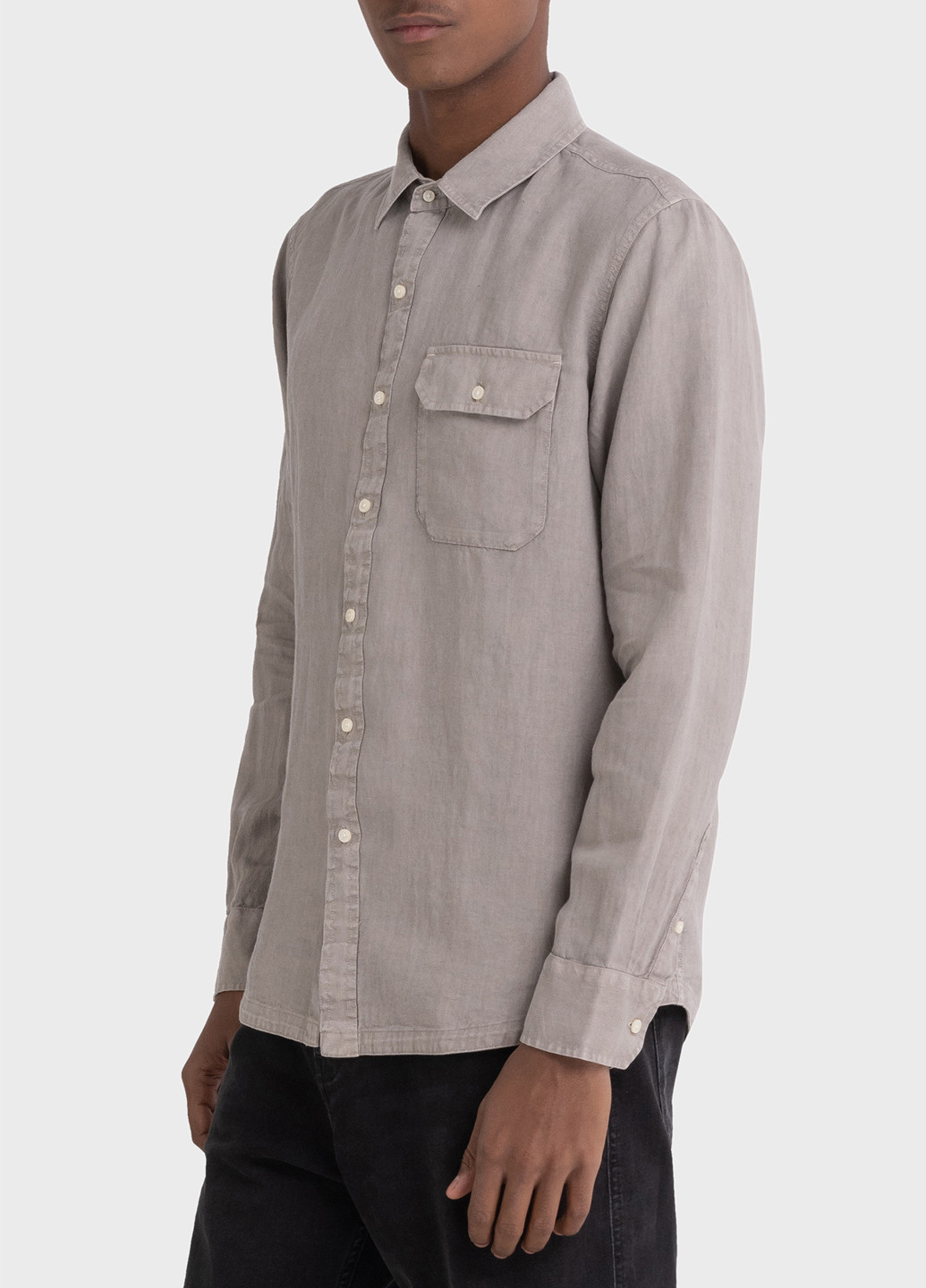 Серая кэжуал рубашка однотонная Replay