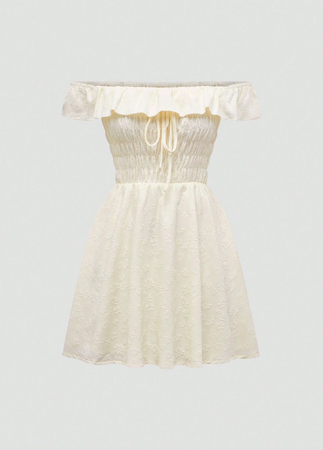 Белоснежное кэжуал платье клеш, с открытыми плечами SHEIN однотонное