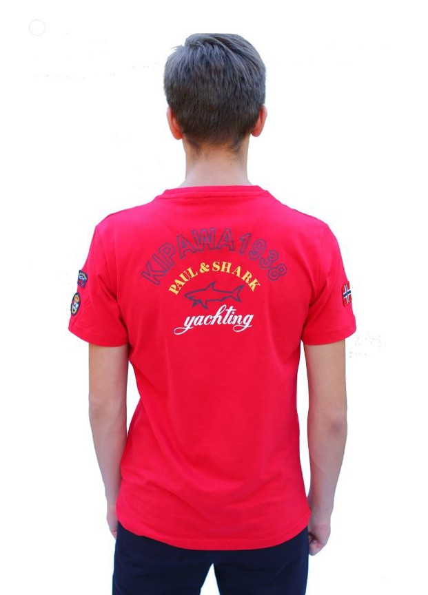 Темно-червона футболка чоловіча з коротким рукавом Paul & Shark