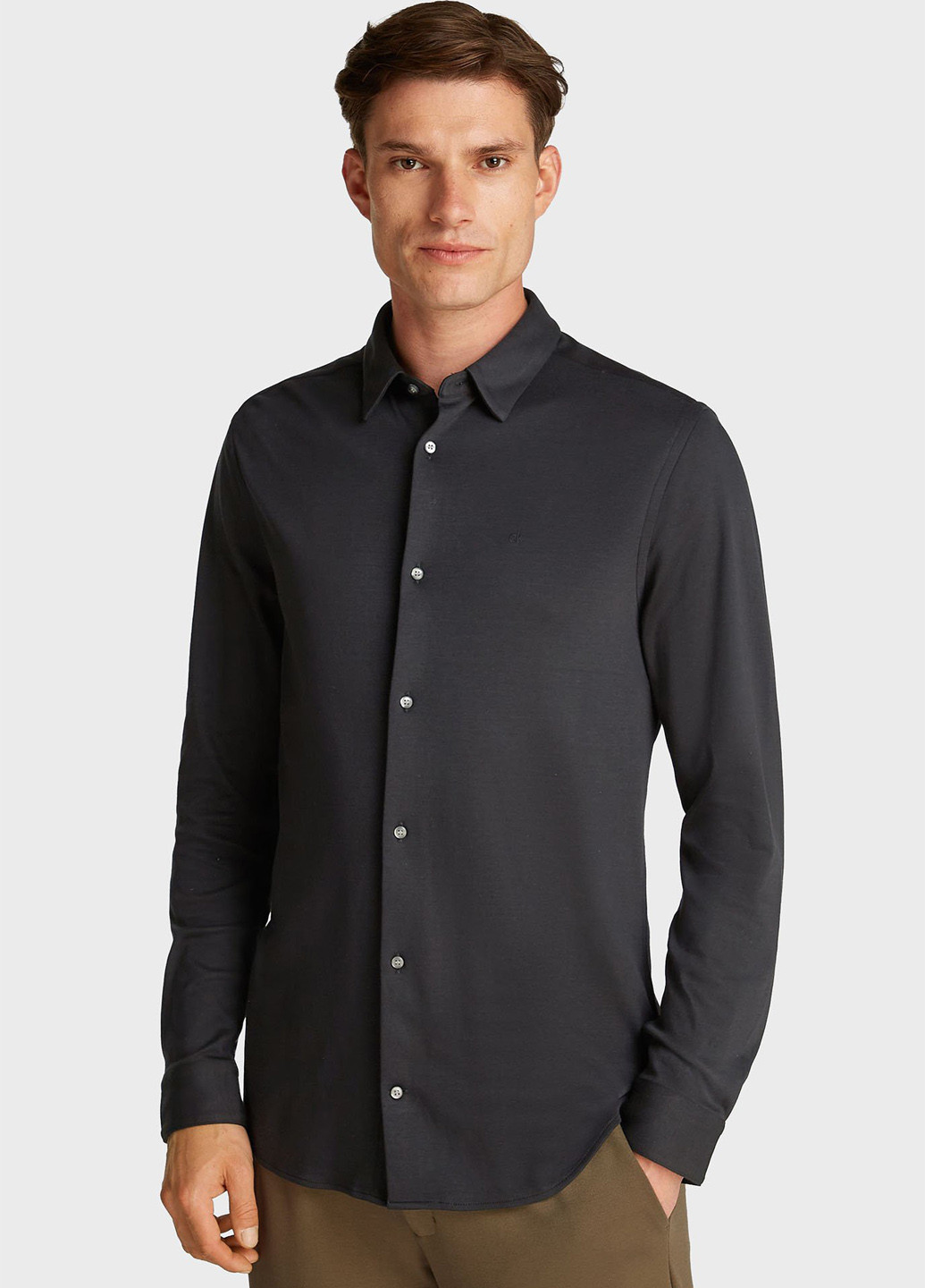 Черная классическая, кэжуал рубашка однотонная Calvin Klein