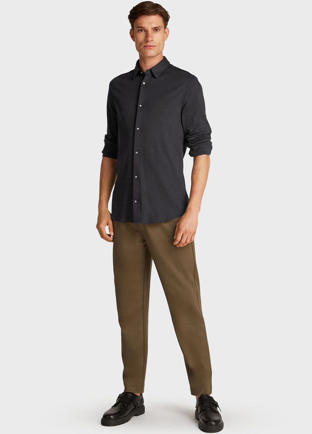 Черная классическая, кэжуал рубашка однотонная Calvin Klein