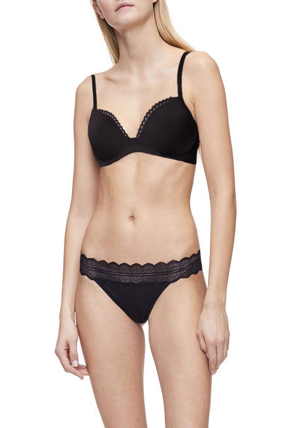 Черный демисезонный комплект (лиф, трусики) Calvin Klein