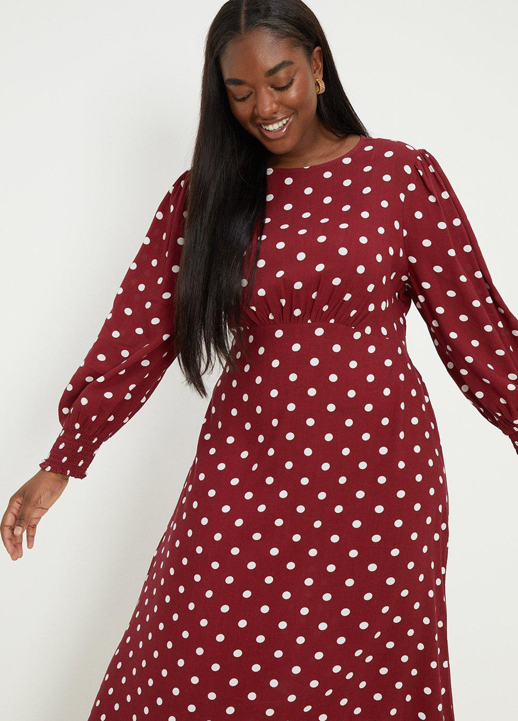 Бордова кежуал сукня Dorothy Perkins в горошок
