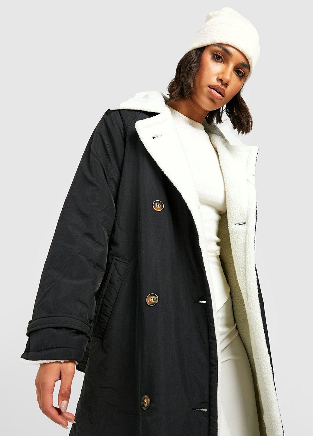 Черная демисезонная куртка куртка-пальто Boohoo