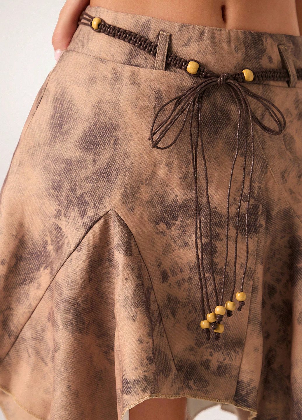 Светло-коричневая кэжуал тай-дай юбка SHEIN