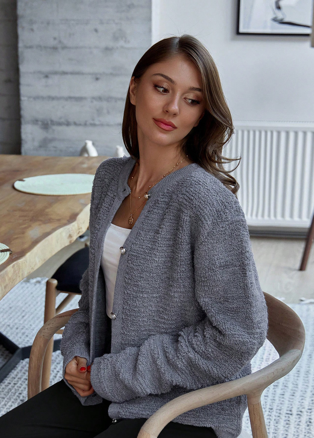 Серый демисезонный кардиган SHEIN