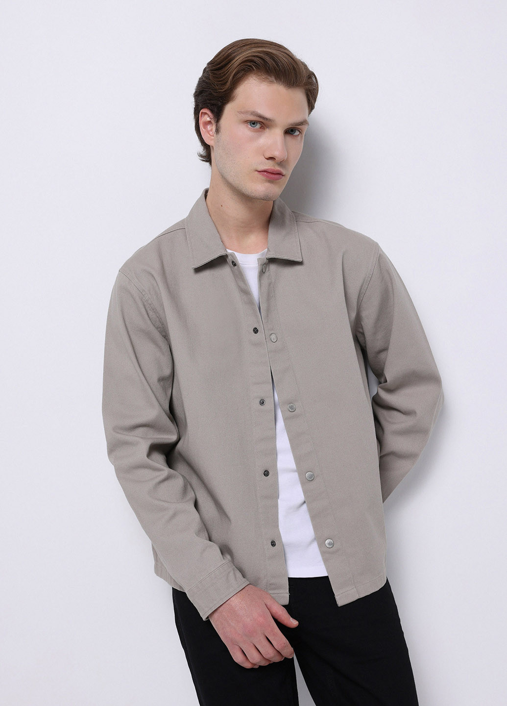 Бежевая кэжуал рубашка однотонная Colin's