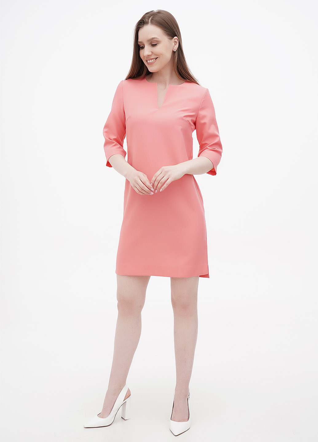 Розовое кэжуал платье футляр Rebecca Tatti однотонное